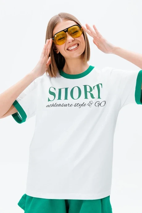 Футболка GO F1006/01-01(P23-02) белый/принт зеленый #1