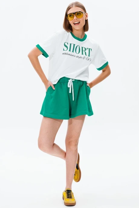 Костюм с шортами GO F8006/01-01(P23-02) белый/зеленый #1