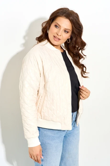 Стеганый бомбер Ива 1590 молочный #1