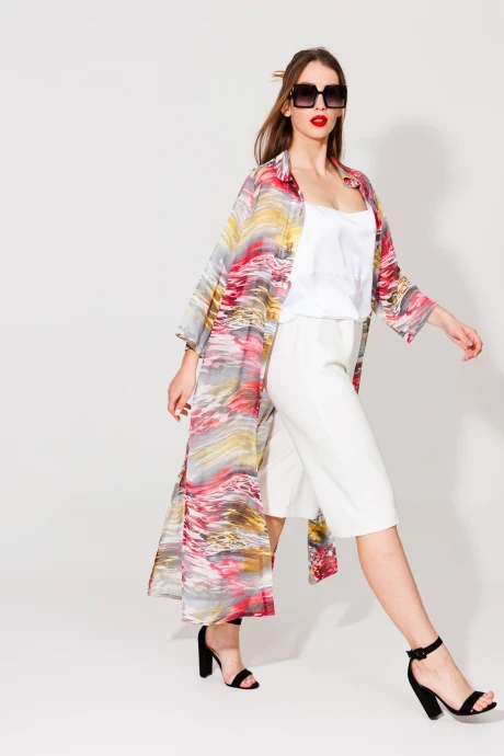 Кардиган NikVa н539-1 красно-желтые разводы #1