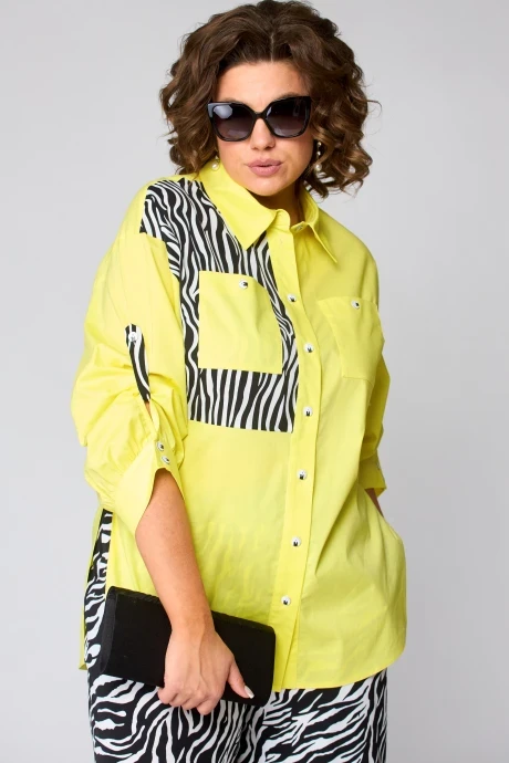 Рубашка EVA GRANT 7080-1 желтый + принт зебра #1