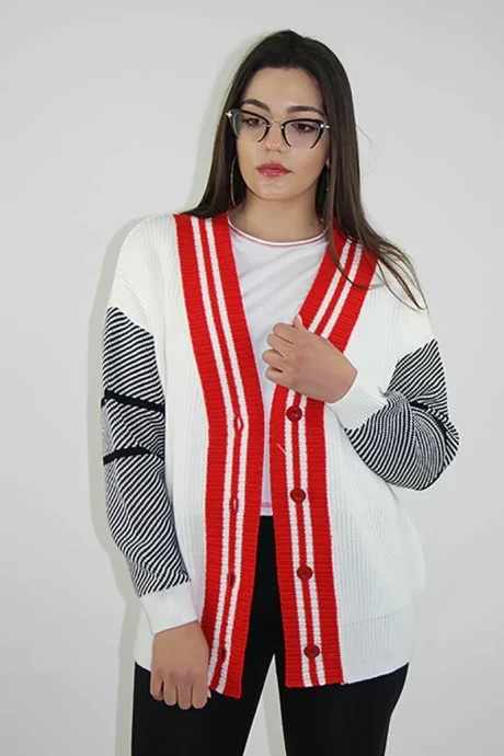 Трикотажный кардиган Полесье С2480-201С1150-Д43 супербелый/зеленый (рост 170, 176) #1