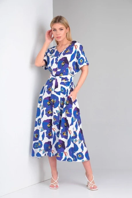 Платье *Распродажа Andrea Fashion 009 молоко+синий #1