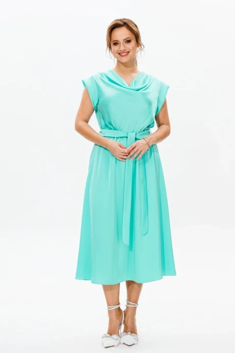 Вечернее атласное платье Мублиз 184 бирюза #1