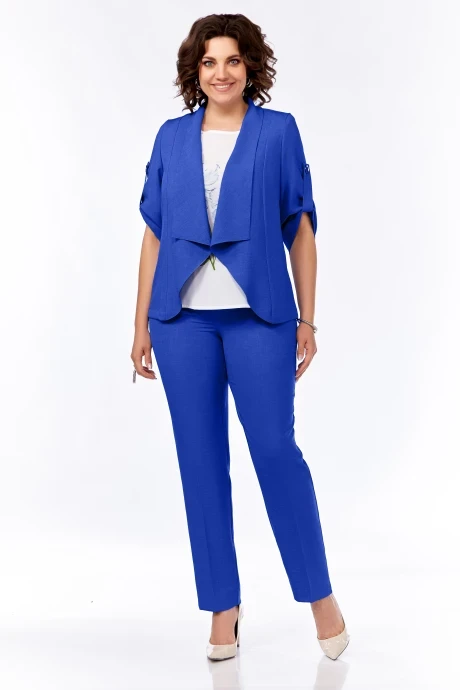 Брючный костюм Ольга Стиль С176-1 васильковый #1