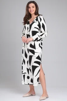 Платье из вискозы *Распродажа LeNata 16409 черно молочный