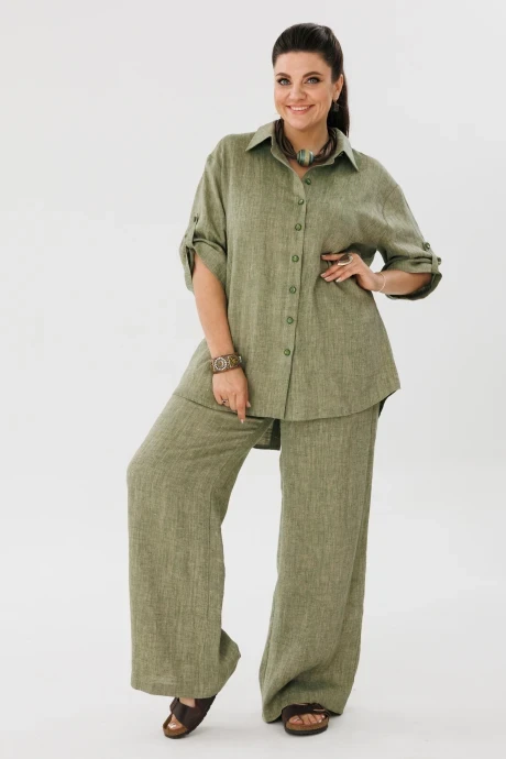 Брючный костюм Anelli 1477 зелёный чай #1