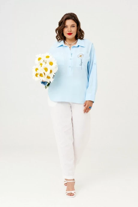 Брючный костюм Almirastyle 377 голубой/белый #1