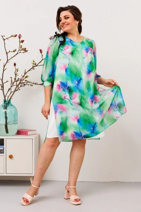 Платье *Распродажа Romanovich Style 1-2628 салат/розовый ДЕФЕКТ #1