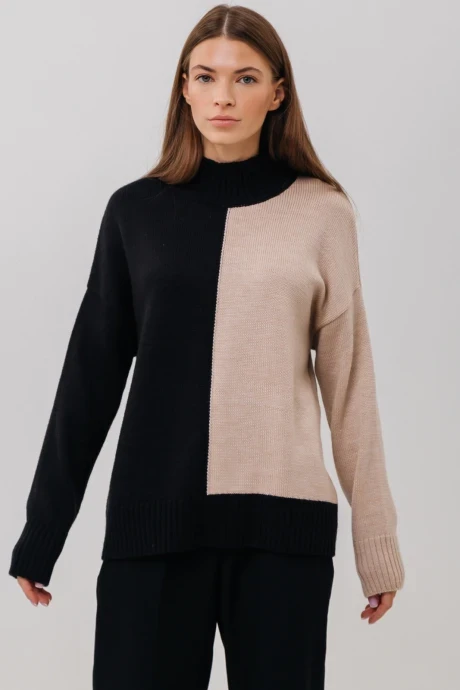 Джемпер (кофта) Romgil ТЗ810Ш светло-бежевый, черный #1