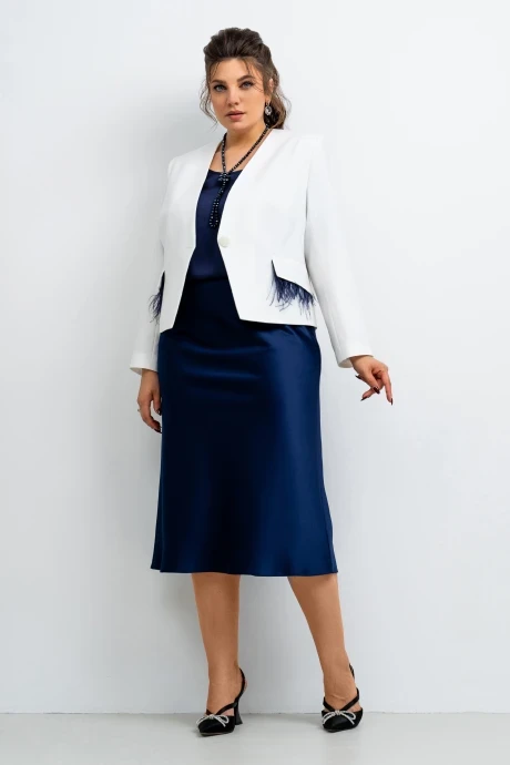 Юбочный костюм AIRA style 24-12 молочно-синий тройка #1