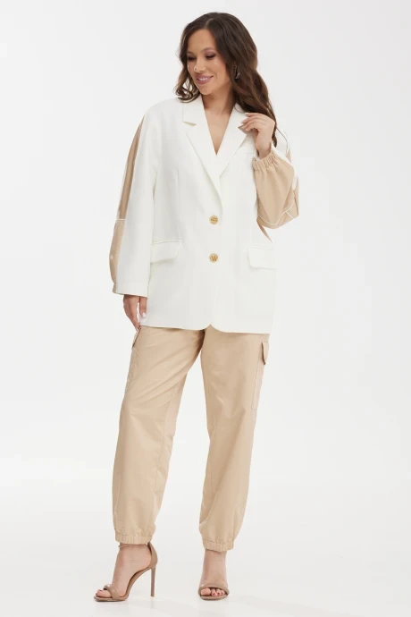 Брючный костюм Магия Моды 2474 белый+беж #1