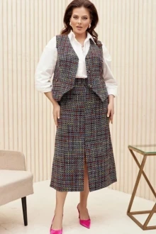 Юбочный костюм Vittoria Queen 22483 диз.клетка меланж двойка