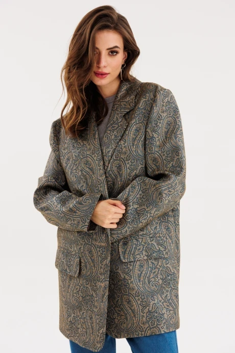 Жакет (пиджак) с принтом EOLA 2558 бежево-синий принт #1