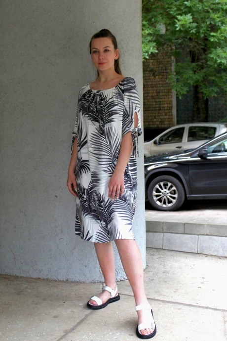 Платье *Распродажа Arisha 1259-1 бело-серый #1