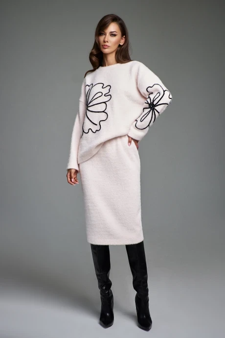 Юбочный костюм DILIA 0880 Пудра двойка #1