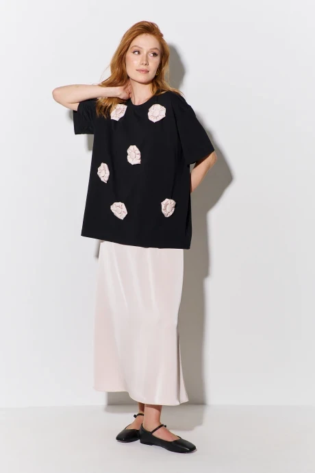 Юбочный костюм FLAIM 1104.01 черный, бежевый двойка #1