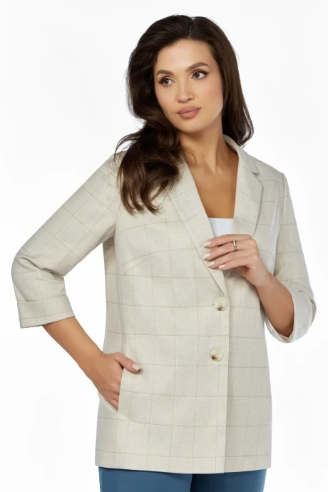 Жакет (пиджак) в клетку ЛаКона 11429 Песочный #1