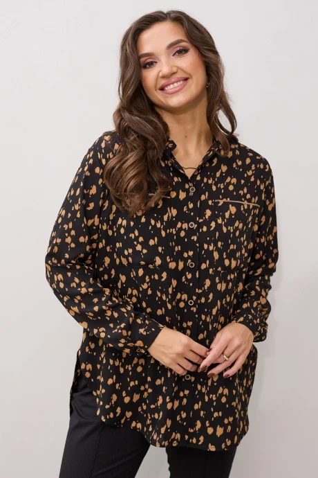Блузка MALI 624-042 черно-рыжий #1