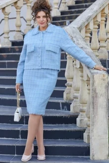 Юбочный костюм Vittoria Queen 23283 диз.клетка меланж сине-голубой двойка