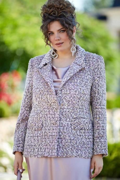 Твидовый жакет (пиджак) Vittoria Queen 22453 меланж пудра #1