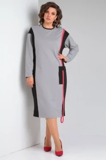 Платье *Распродажа Ладис Лайн 1473 светло-серый + черный