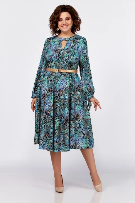 Платье Swallow 775 Бирюзово-бежевый принт #1
