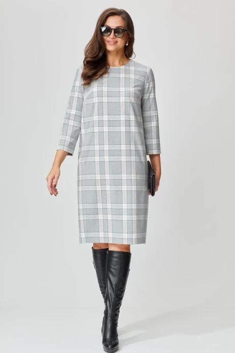 Платье ANDINA CITY 8030-24 серый клетка #1