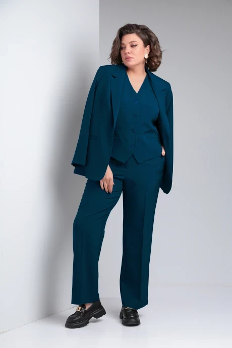 Брючный костюм Vilena Fashion 947 тройка синий графит #1