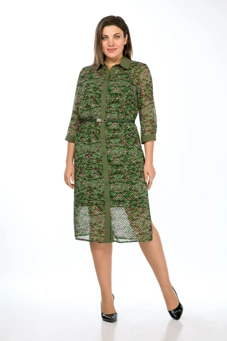 Костюм с платьем Lady Style Classic 1922/2 Зеленый с малиновым #1