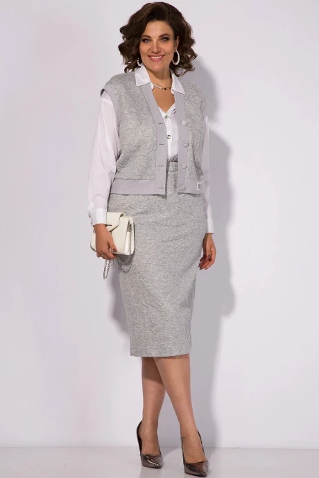 Юбочный костюм Лилиана 1347 светло-серый двойка #1