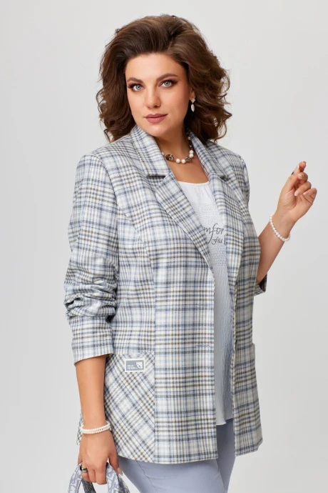 Жакет (пиджак) из вискозы FITA 20392 серо-голубой #1