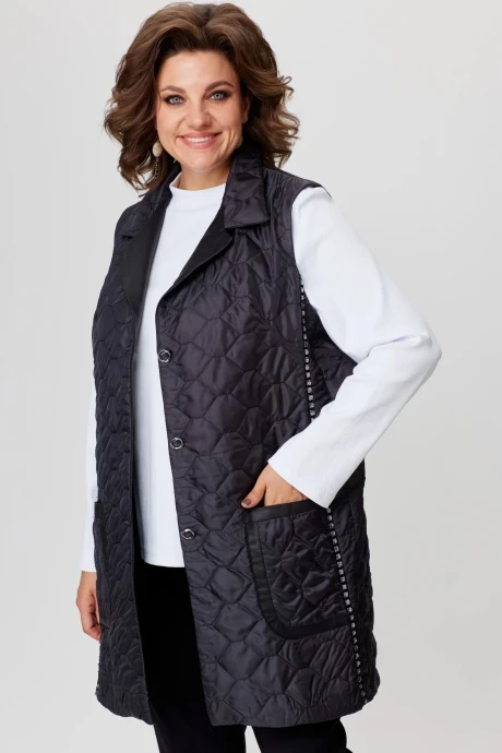 Утепленный стеганый жилет SolomeaLux 972 черный двойка+гольф #1