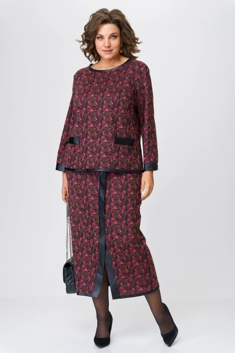 Юбочный костюм Michel Chic 1394 шоколад, фуксия двойка #1