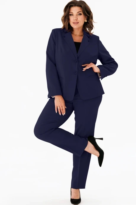 Брючный костюм Vilena Fashion 989 темно-синий двойка #1