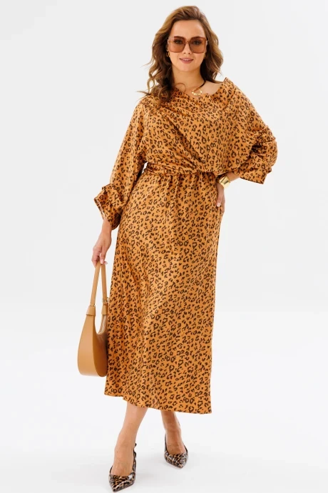 Юбочный костюм Anastasia 1158 золото (анималистический принт) двойка #1