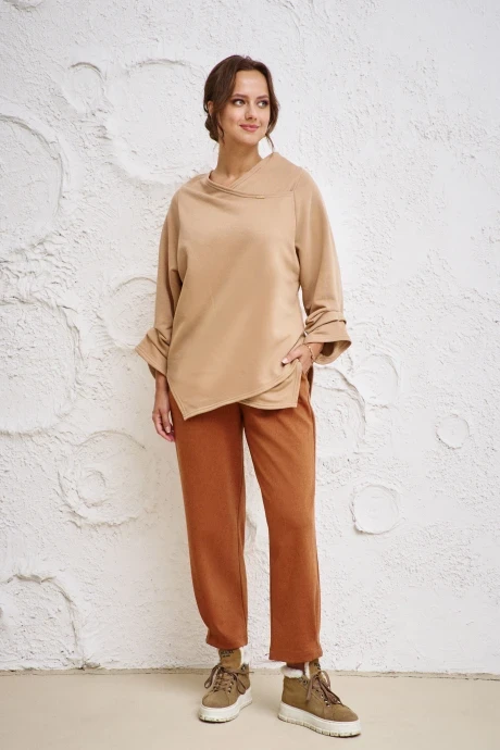 Брючный костюм Anastasia 1142 бежевый/трерракот двойка #1