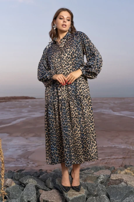 Платье ANDINA 832 леопард/беж/индиго #1