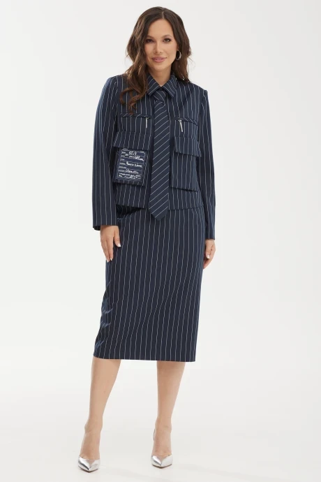 Юбочный костюм Магия Моды 2472 т/синий полоска #1