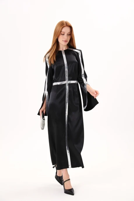 Вечернее платье с пайетками NikVa 728-2 чёрное+серебро #1