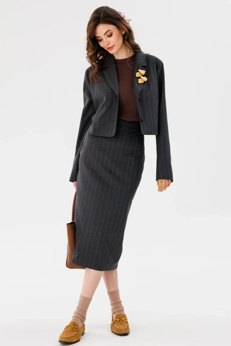 Юбочный костюм EOLA 2676 графит в полоску #1