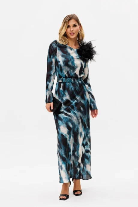 Платье EOLA 2708 изумрудный/принтом #1