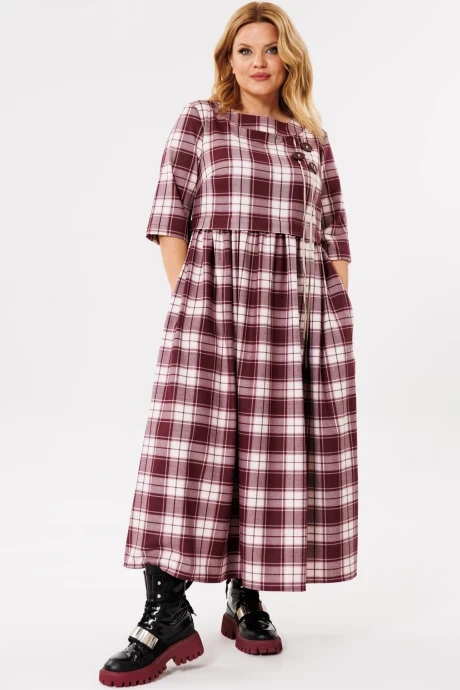 Платье Michel Chic 2132/1 бордо, клетка #1