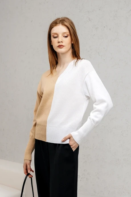Джемпер (кофта) Romgil РВ0143-ХЛ5 соломенный, белый #1