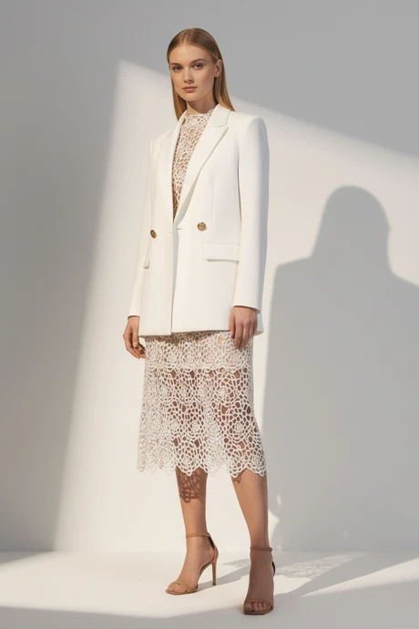 Костюм с платьем Rosheli 842 молочный, сетка бежевая #1