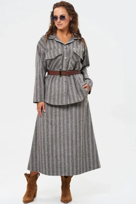 Юбочный костюм YOUR SIZE 2240 Серо-оливковый двойка #1