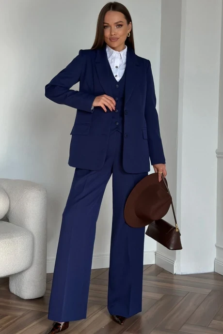 Брючный костюм DilanaVIP М-1993 синий тройка #1