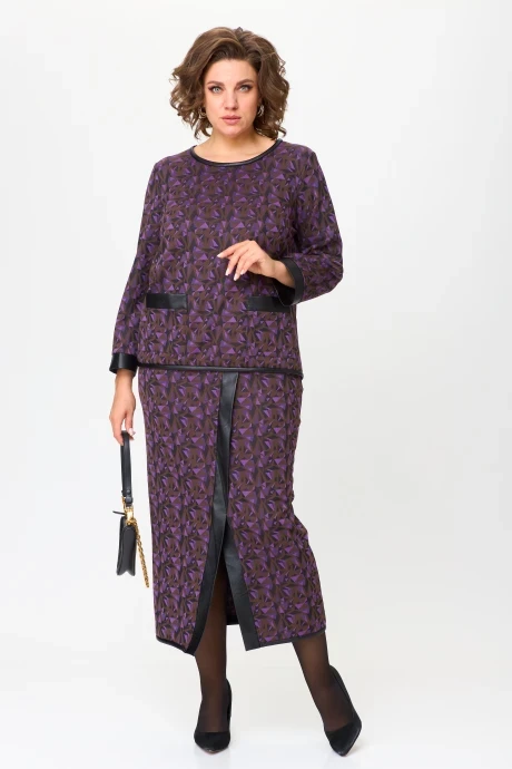 Юбочный костюм Michel Chic 1394 шоколад, фиолет двойка #1