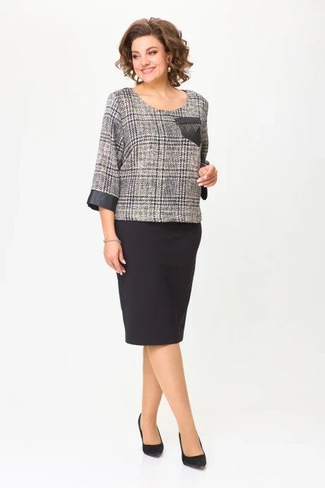 Юбочный костюм SolomeaLux 949Б черный с бежевым #1