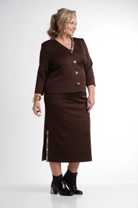 Юбочный костюм Vilena Fashion 1007 шоколад двойка #1